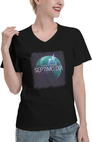 Vista 2 de Soda Stereo Sep7imo Dia Female T Shirt Loose Casual Short Sleeve V-Neck Tee