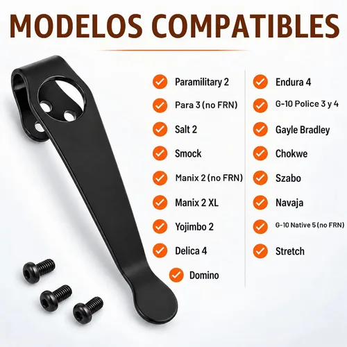 Vista 3 de Clip de bolsillo de titanio de transporte profundo para Spyderco Para 3, Paramilitary 2 y más modelos de cuchillos, clip de bolsillo personalizado