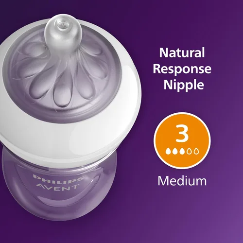 Vista 7 de Philips AVENT Biberón natural con pezón de respuesta natural, azul, 9 onzas, paquete de 3, SCY903/23
