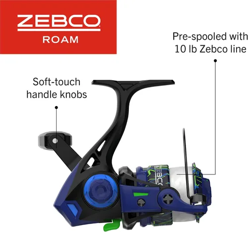 Vista 5 de Zebco Roam - Combo de carrete giratorio y caña de pescar, varilla de fibra de vidrio, mango cómodo dividido, perilla de mango suave al tacto