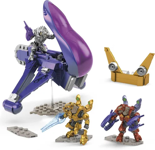 Vista 2 de Mattel Mega Halo Arbiter's Quest Banshee Vehículo - Set de construcción Halo Infinite, juguetes de construcción para niños