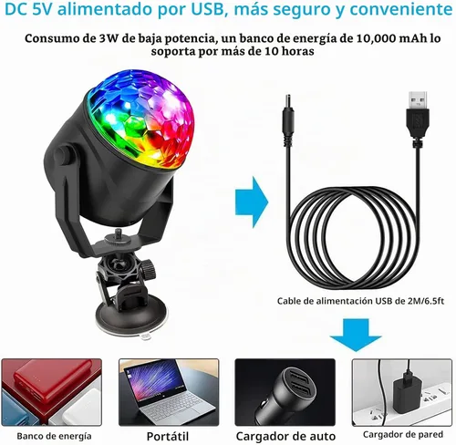 Vista 6 de Apoesar - Luces estroboscópicas para fiesta de discoteca, luz estroboscópica, luz USB enchufable para auto, hogar, habitación, baile, fiestas