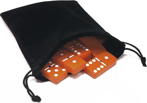 Vista 14 de Marion & Co. Dominó Doble Seis 6 Azulejos Negros Tamaño Jumbo de Torneo Profesional con Giradores en Bolsa Elegante de Terciopelo Negro
