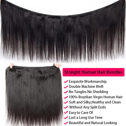 Vista 4 de Manojos de cabello humano lacio de 16, 18, 20 pulgadas, 12A, extensiones de cabello humano virgen brasileño 100% sin procesar, extensiones
