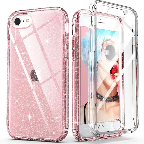 Vista 24 de IDweel para iPhone SE 2020, para iPhone 8 y 7 y SE 2022 (SE 2ª/3ª), funda protectora de cuerpo completo de ajuste delgado con amortiguación de Negro