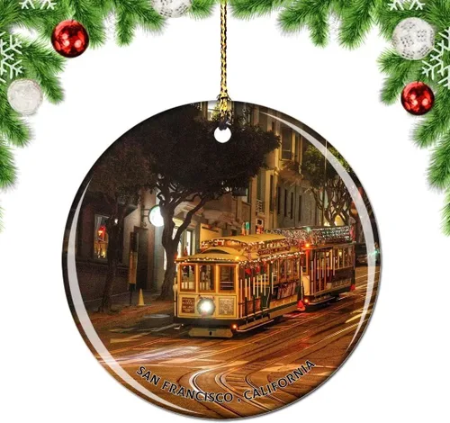 Vista 46 de California San Francisco 16 Avenue Tiled Steps USA Christmas Tree Ornamento Decoración Colgante Colgante Decoración Ciudad Viaje Souvenir Colección