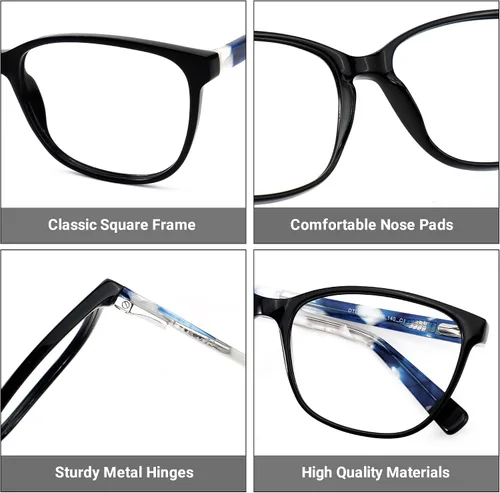 Vista 3 de Zeelool Genie ZWA495436 - Gafas clásicas cuadradas con montura transparente sin receta para mujeres y hombres