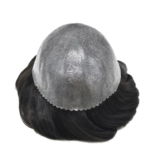 Vista 3 de Mens Toupee Hair System para hombres Piezas de pelo Sistema de reemplazo Poly Skin Toupee para hombres Protesis Capilar Para Hombre 6X8#1 Jet Black