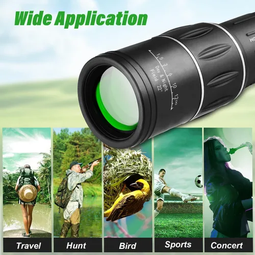 Vista 7 de Telescopio monocular de alta potencia 16X52, monoculares compactos de prisma HD para adultos, negro