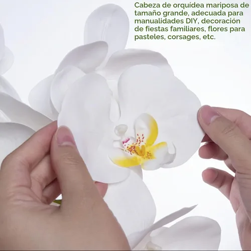 Vista 5 de HinyoCo 24 piezas de decoraciones de orquídeas artificiales de poliuretano de tacto real, cabezas de orquídea falsas, cabezas de flores falsas