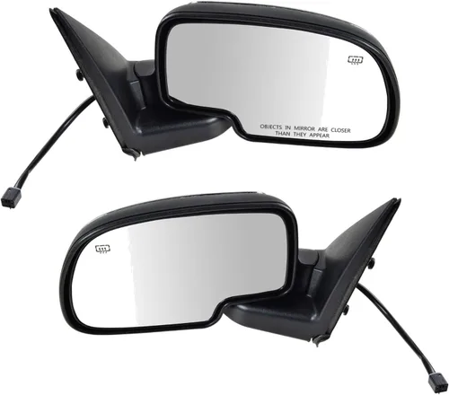 Vista 225 de TRQ Conjunto de 2 piezas de espejo lateral para conductor y pasajero, ajuste eléctrico, sin calefacción, sin memoria, color negro, compatible