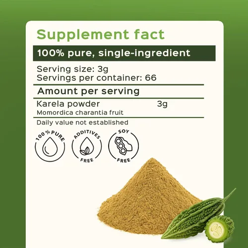 Vista 8 de bixa BOTANICAL Polvo de melón amargo, polvo de Karela, 200 gramos, 7 oz