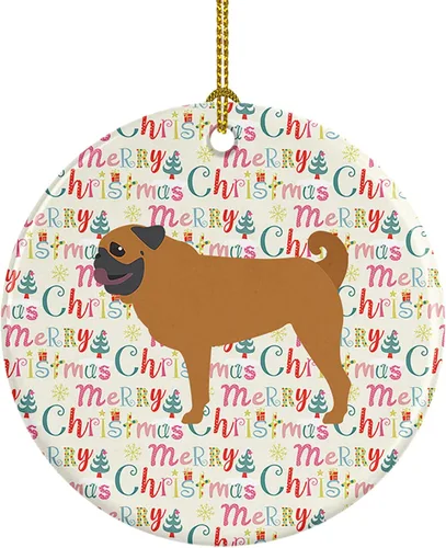 Vista 100 de Caroline's Treasures Affenpinscher - Adorno de cerámica con texto en inglés "Merry Christmas", multicolor para colgar en el árbol de Navidad