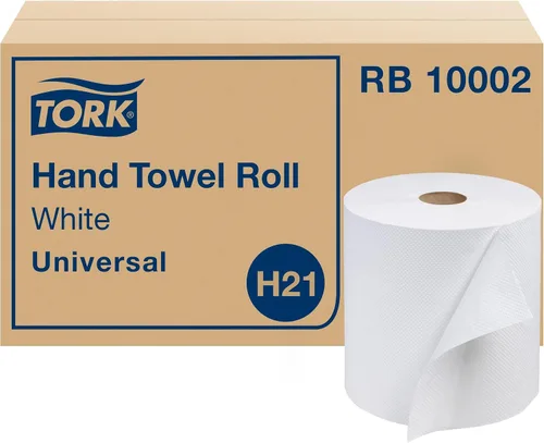 Vista 10 de Rollo de toallas de mano Tork Natural Blanco H80, Universal, 100% Fibra Reciclada, 6 Rollos x 800 pies, 8031400, 6 unidades (Paquete de 1)