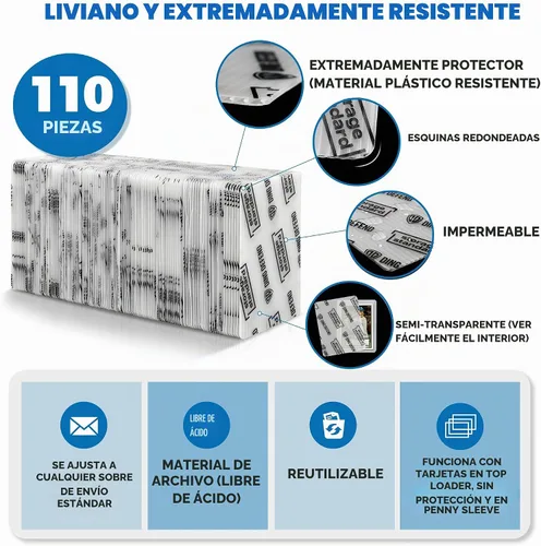 Vista 3 de Protectores de envío de tarjetas coleccionables – Insertos de plástico ultra fuertes de primera calidad – Paquete de 110 – 3.5 x 4.5 pulgadas