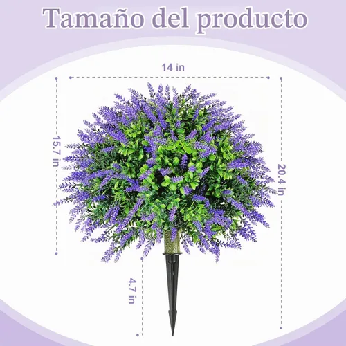 Vista 3 de Juego de 2 arbustos artificiales de boj de Navidad, plantas artificiales de exterior resistentes a los rayos UV de 20 pulgadas con picos de tierra 2