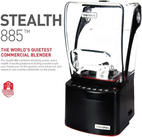 Vista 2 de Blendtec Licuadora comercial Stealth 885 con motor sin escobillas + (2) tarros WildSide de 90 onzas