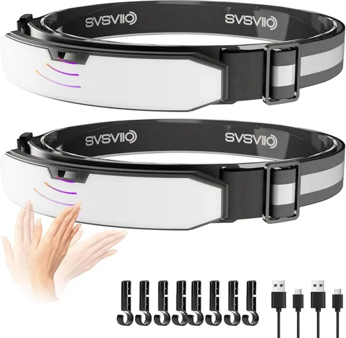 Vista 8 de svsviio K0209 - Linterna frontal recargable de 1500 lúmenes con sensor de movimiento y luz roja, lámpara de cabeza súper brillante, luces de cabeza