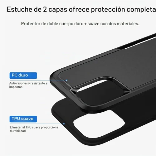 Vista 2 de Funda compatible con iPhone 11, protección resistente, a prueba de golpes, a prueba de caídas, a prueba de polvo, antiarañazos, para 11, color negro