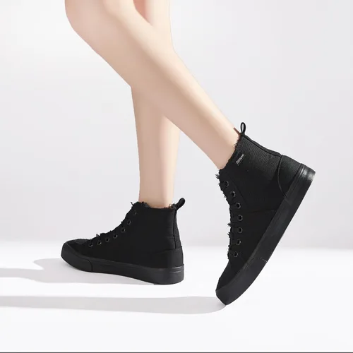 Vista 7 de Obtaom Zapatos de lona de alta calidad para mujer/hombre para jugar a media pantorrilla, zapatillas de deporte de moda casuales con cordones de alta