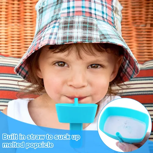 Vista 4 de AIERSA Juego de 12 soportes para paletas y fundas para paletas de hielo para niños, sin goteo, soporte de silicona para paletas con popote y fundas