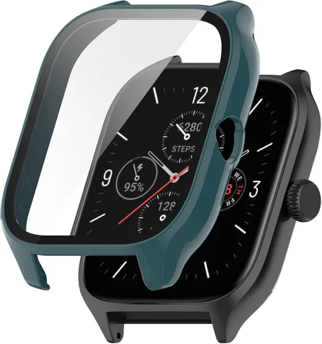 Vista 5 de Funda compatible con Amazfit GTS 4, resistente a los arañazos, protector de pantalla de vidrio templado HD para reloj inteligente Amazfit GTS 4