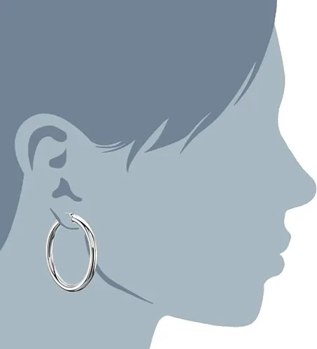 Vista 3 de Aretes de aro de tubo redondo pulido clásico de 14 quilates con cierre de poste a presión para mujeres en muchos tamaños y medidores, Oro rosa Oro
