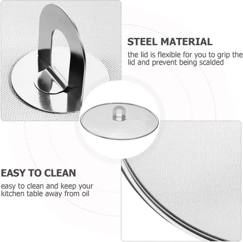 Vista 7 de Stainless Steel Splatter Screen for Cooking Frying Pan Grease Guard