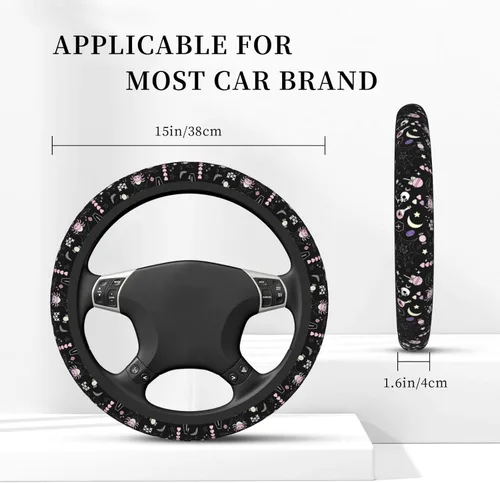 Vista 3 de Funda universal para volante de Halloween de 15 pulgadas, accesorios de automóvil, protector para mujeres y hombres