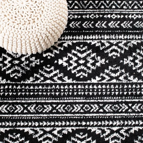 Vista 6 de SAFAVIEH Tapete decorativo de la colección Tulum de 2 x 3 pies, color negro y marfil, diseño tribal bohemio marroquí, no desprende pelo y es