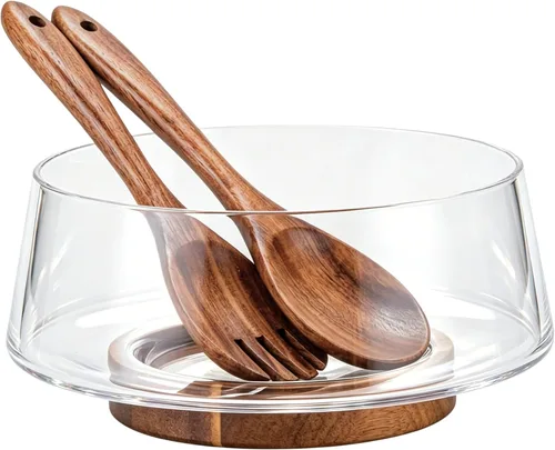 Vista 8 de Muso Wood Servidores de ensalada de acacia, 10 pulgadas, juego de 2