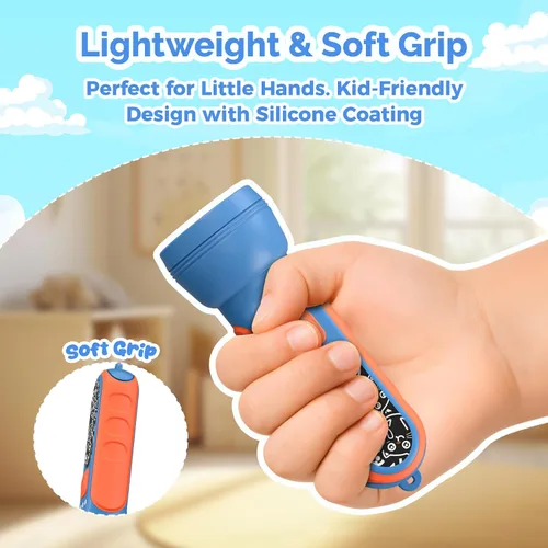 Vista 7 de ETENWOLF L1 Linterna recargable para niños, linterna LED con divertidas pegatinas DIY, 6 modos de luz, brillo ajustable, batería de 1500mAh
