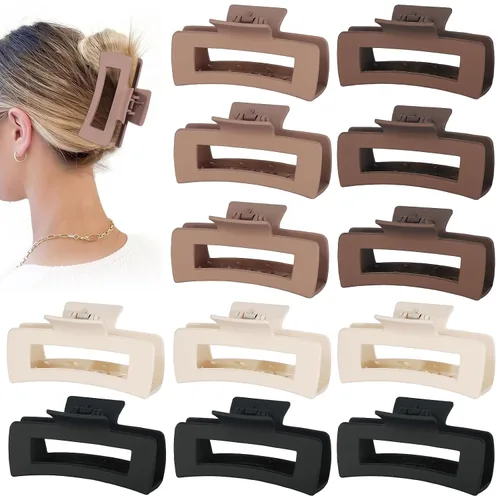 Vista 20 de Sisiaipu Accesorios para el cabello grandes de 4.1 pulgadas, 12 pinzas cuadradas grandes para cabello grueso, clips a granel jumbo para mujeres
