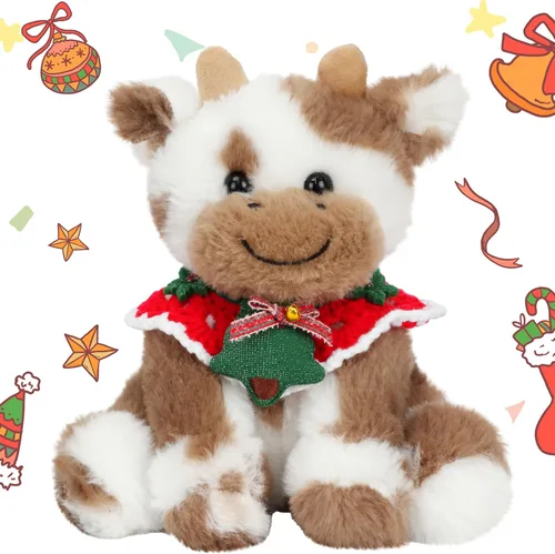 Vista 20 de Hopearl Adorable Vaca de Peluche, Juguetes de Vaca Flexible Suave, Animales de Peluche, Regalos de Cumpleaños Lindos para Niños, Niñas, Niños