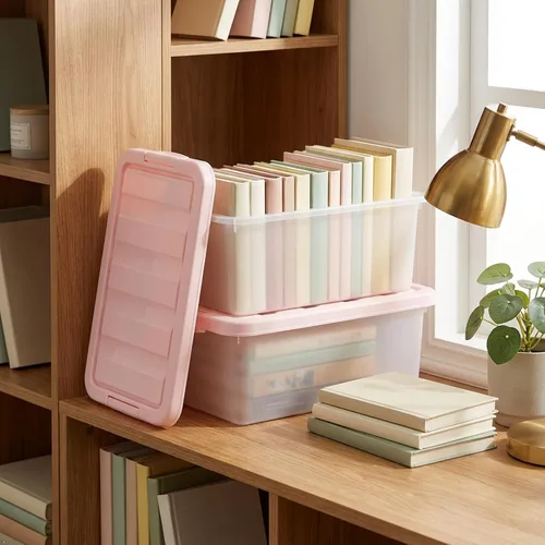 Vista 5 de Rosebloom - Caja de almacenamiento de plástico de 14 cuartos de galón Contenedor apilable de plástico plano debajo de la cama de los contenedores