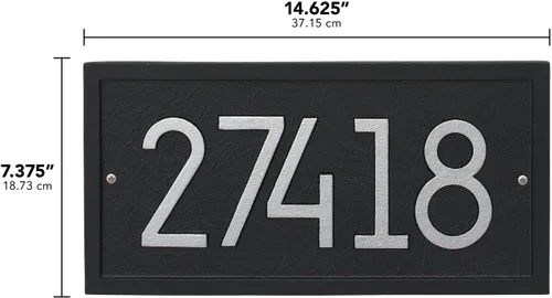Vista 4 de KeepRepel - Placa de dirección personalizada de metal fundido, el rectángulo moderno. Muestra tu dirección. Letrero de número de casa personalizado