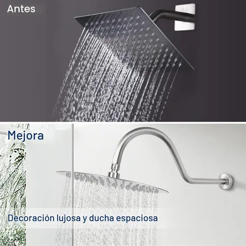 Vista 8 de NearMoon Brazo de extensión de ducha con brida, tubo extensor largo de cuello de cisne de arco alto en forma de S, perfecto para cabezal de ducha