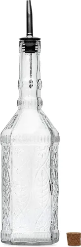 Vista 8 de BULK PARADISE Botella de vidrio decorativa transparente grande con boquilla y corcho, 32 onzas, 1 botella - Diseño: COGNAC (3 x 11.9 pulgadas)