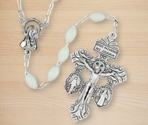 Vista 7 de Gifts Catholic, Inc. Lote de 5 Crucifijo de indulgencia de perdón con medalla milagrosa y medalla de San Benito 2 1/8", metal, cerámica, plata