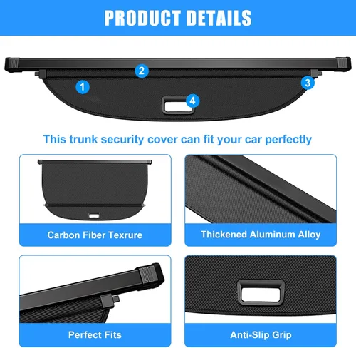 Vista 6 de AUXKO Cubierta retráctil de carga para Toyota Prius 2015-2010, cubierta de maletero de carga, cubierta de seguridad para 2015 2014 2013 2012 Prius