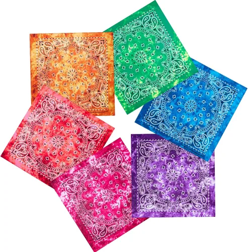Vista 6 de Boao 12 bandanas de teñido anudado, novedosas bandanas degradadas de doble cara, pañuelo clásico de cachemira para hombres y mujeres