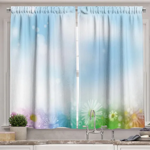 Vista 21 de Ambesonne Cortinas rústicas de cocina, recetas temáticas de verduras para chef, tablones de madera rústica, imagen de arte, cortinas de ventana