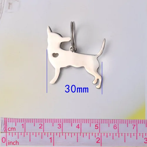 Vista 2 de HooAMI Llaveros de acero inoxidable Chihuahua para amantes de los perros, llavero de metal para perros y cachorros, llavero para mujeres y hombres