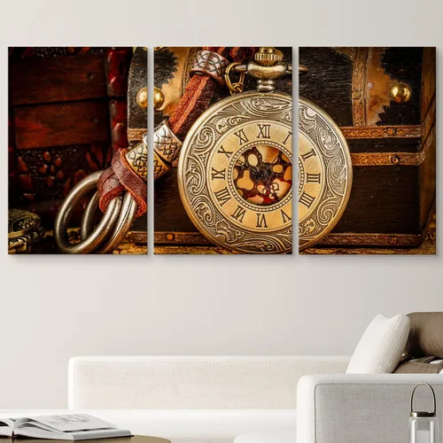 Vista 2 de wall26 Lienzo impreso para pared, vintage, antiguo, retro, reloj de bolsillo, instrumentos, herramientas, fotografía, realismo, retro, escénico