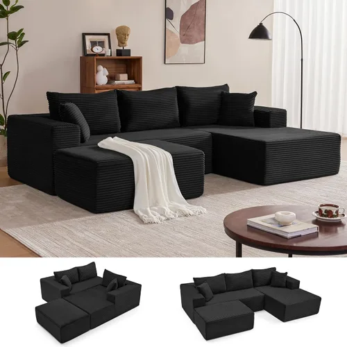 Vista 35 de Mangodan - Sofá seccional en forma de nube, sofá sin huesos para sala de estar, sofá seccional modular con asiento profundo, cómodo sofá de felpa