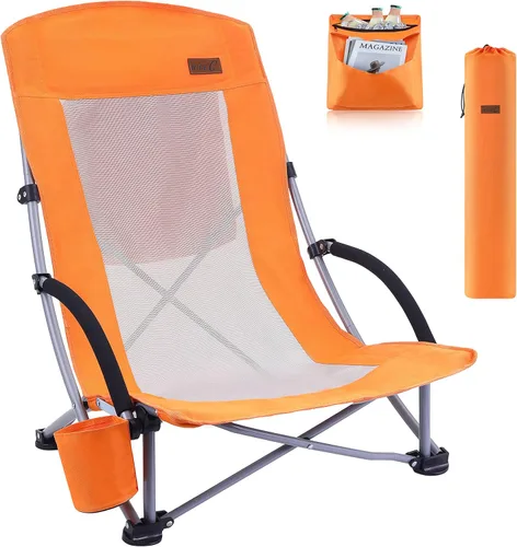 Vista 13 de Nice C Silla de playa, sillas de playa para adultos, paquete de 2 con enfriador compacto de respaldo alto, portavasos y bolsa de transporte