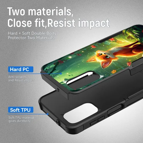 Vista 377 de Funda para Galaxy A14 5G, resistente de doble capa híbrida de policarbonato duro, goma suave, a prueba de golpes, funda protectora resistente