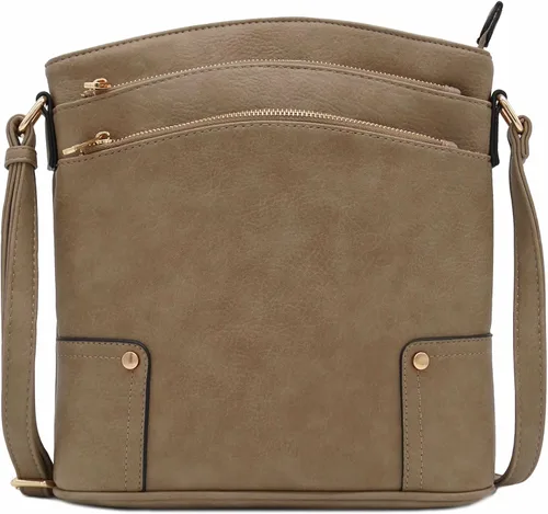 Vista 59 de Bolso cruzado grande con triple bolsillo con cremallera.