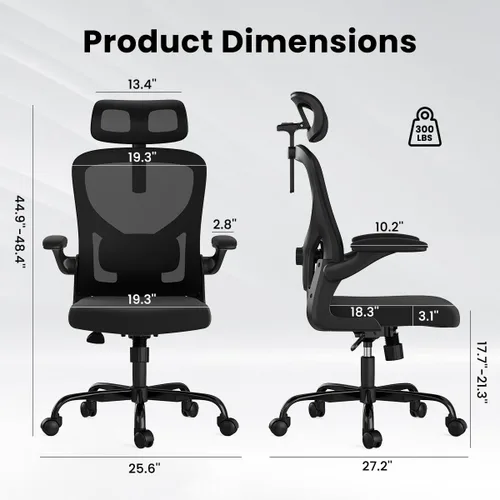 Vista 2 de Farini Silla de oficina, silla de escritorio de malla con respaldo Negro