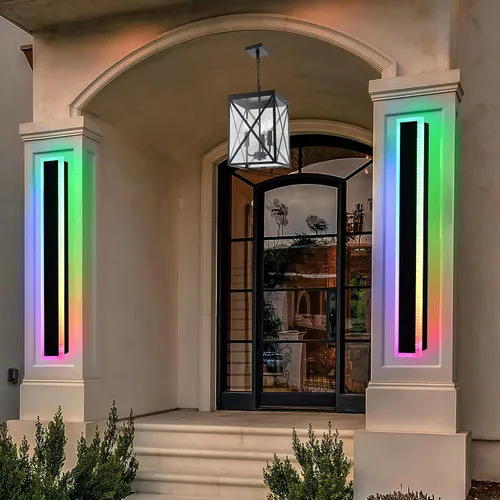 Vista 4 de MELUCEE Lámpara de araña de 3 luces para exteriores, lámpara colgante